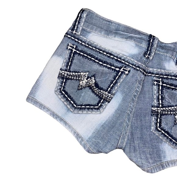 Miss Me Sunny JPD1026SH-2 Embroidered Distressed Dip Dye Booty Shorts 27 - Picture 5 of 7